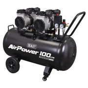 Sealey 100L Oil Free Low Noise Direct Drive Air Compressor 2 x 2hp SAC10001S Sealey - Dynamic Drive