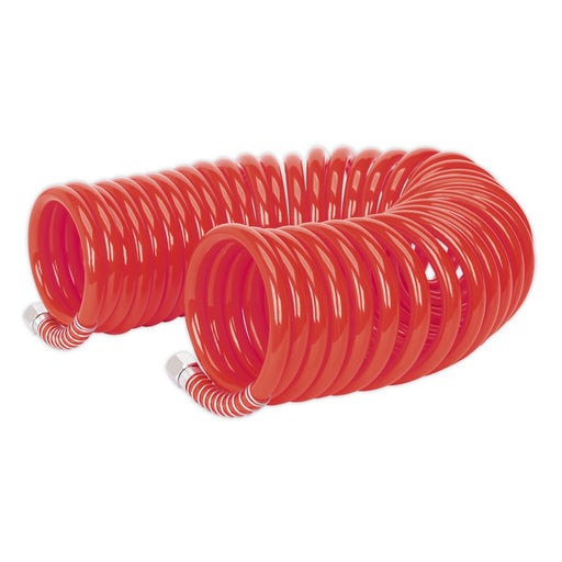 Sealey PU Coiled Air Hose with 1/4"BSP Unions 10m x 8mm AH10C/8 Sealey - Dynamic Drive