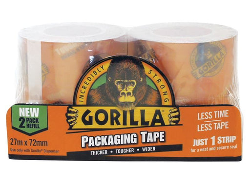 Gorilla Glue Gorilla Packaging Tape Refill 72mm x 27m (Pack 2) Gorilla Glue - Dynamic Drive