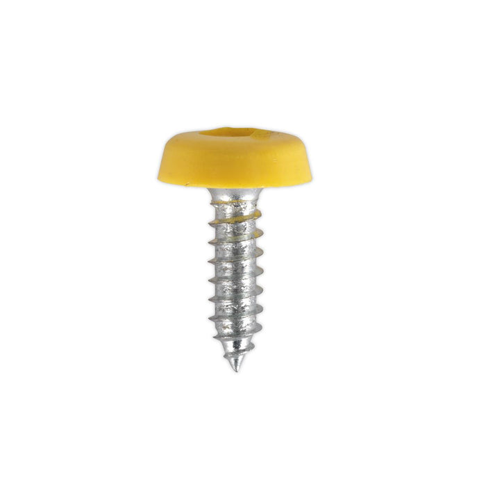 Sealey Number Plate Screw Plastic Head 4.8 x 18mm Yellow Pk of 50 PTNP2 Sealey  - Dynamic Drive