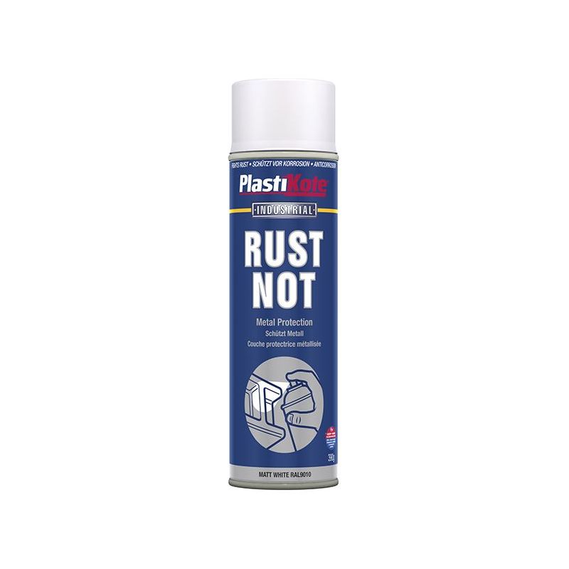 Plastikote Rust Not Spray Matt White 500ml PlastiKote - Dynamic Drive