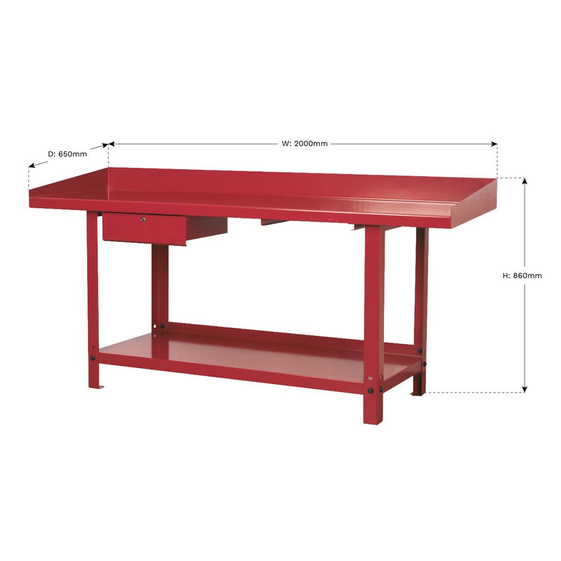 Sealey Workbench Steel 2m with 1 Drawer AP1020 Sealey - Dynamic Drive