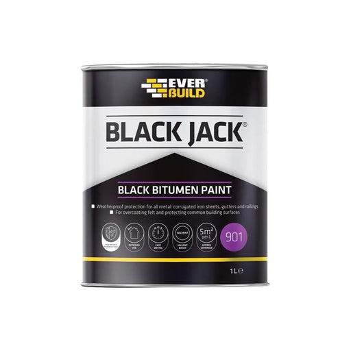 Everbuild Sika Black Jack® 901 Black Bitumen Paint 1 litre Everbuild Sika - Dynamic Drive