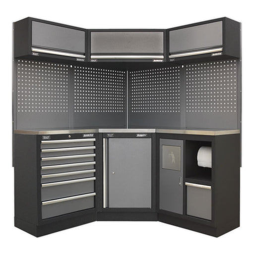 Sealey Superline Pro 1.6m Corner Storage System Stainless Worktop Sealey - Dynamic Drive