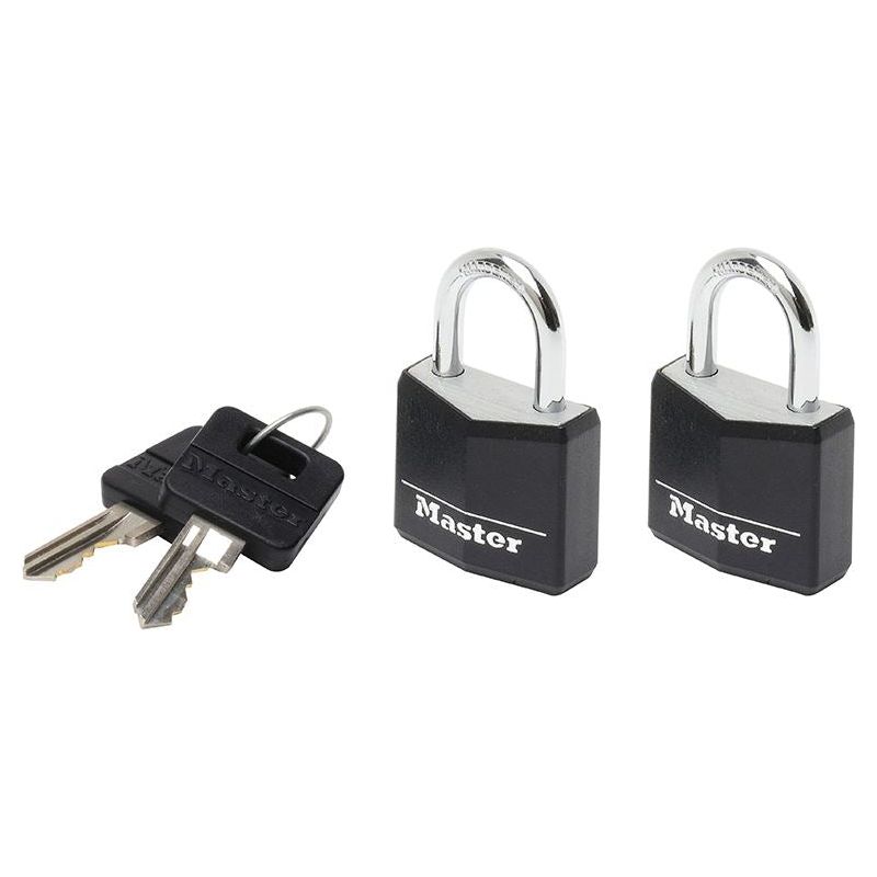 Master Lock Aluminium Black Vinyl Cover 20mm Padlock 3-Pin - Keyed Alike x 2 Master Lock - Dynamic Drive