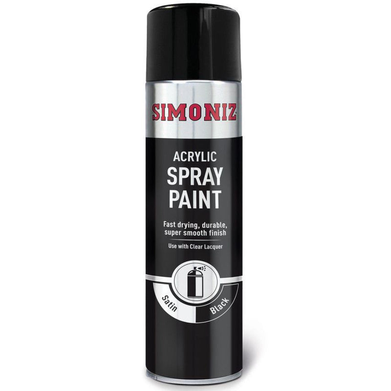 Simoniz Large Satin Black Acrylic Aerosol Car Spray Paint 500ml SIMP16D Simoniz - Dynamic Drive