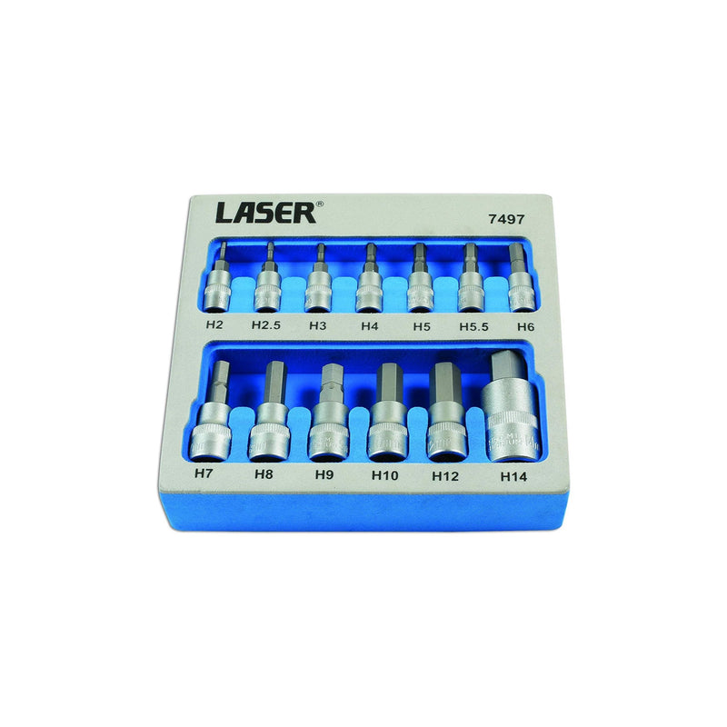 Laser Security Hex Socket Bit Set 1/4"D, 3/8"D, 1/2"D 13pc 7497 Laser - Dynamic Drive