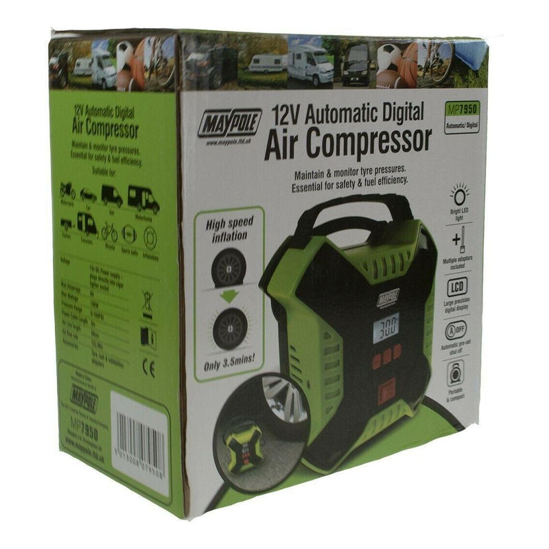 Maypole MP7950 12v Automatic Digital Car Bike Tyre Air Compressor Inflator Pump Maypole - Dynamic Drive