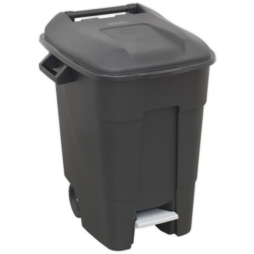 Sealey Refuse/Wheelie Bin with Foot Pedal 100L Black BM100P Sealey - Dynamic Drive