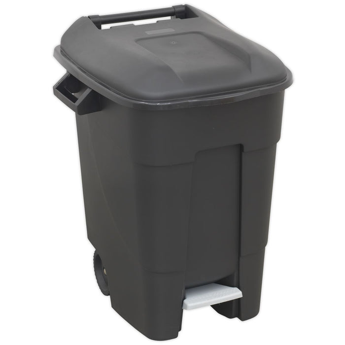 Sealey Refuse/Wheelie Bin with Foot Pedal 100L Black BM100P Sealey - Dynamic Drive