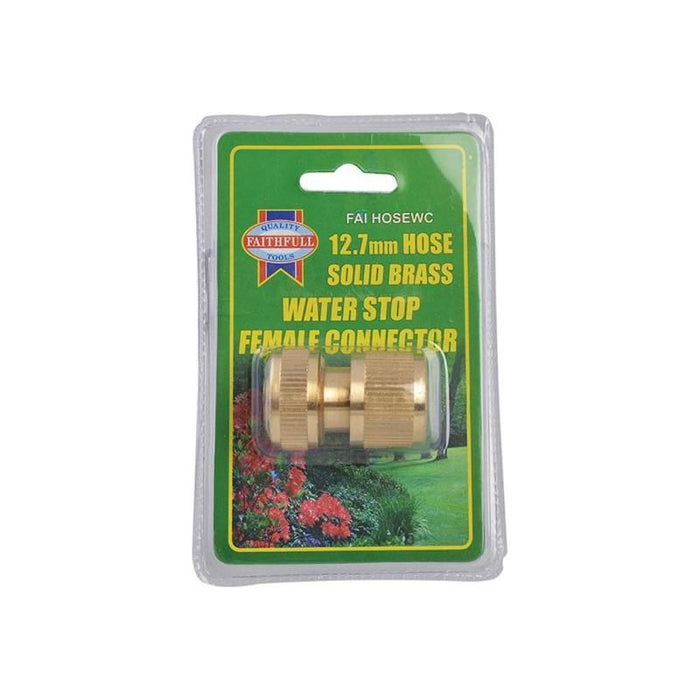 Faithfull Brass Female Water Stop Connector 12.5mm (1/2in) Faithfull - Dynamic Drive