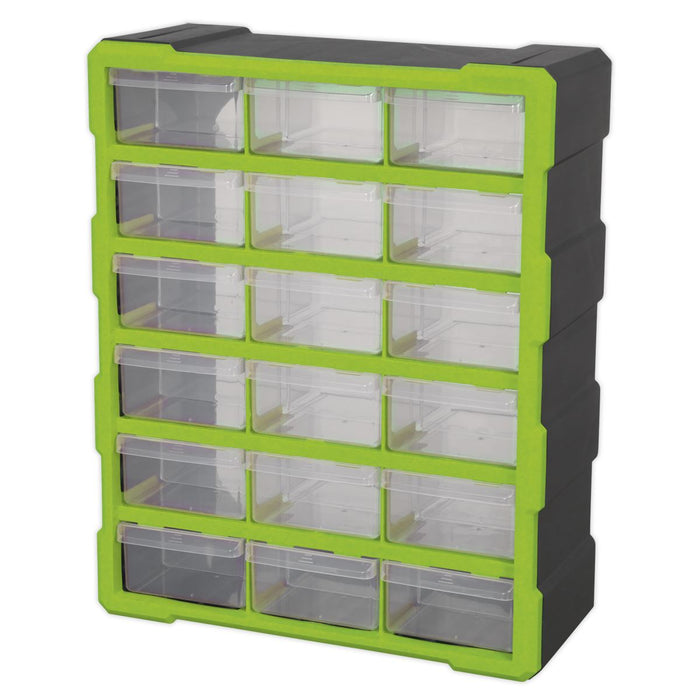 Sealey Cabinet Box 18 Drawer Hi-Vis Green/Black APDC18HV Sealey - Dynamic Drive
