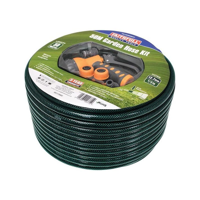 Faithfull PVC Garden Hose 50m with Fittings & Spray Gun Faithfull - Dynamic Drive