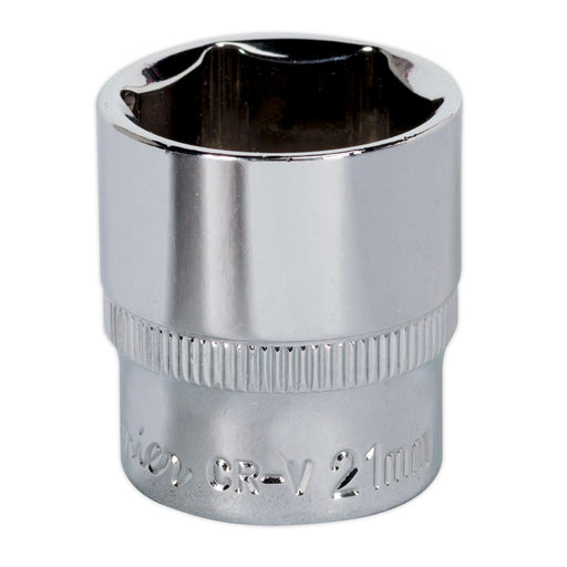 Sealey WallDrive Socket 21mm 3/8"Sq Drive Fully Polished SP3821 Sealey - Dynamic Drive
