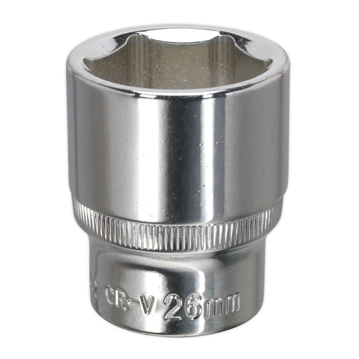 Sealey WallDrive Socket 26mm 1/2"Sq Drive Fully Polished SP1226 Sealey - Dynamic Drive