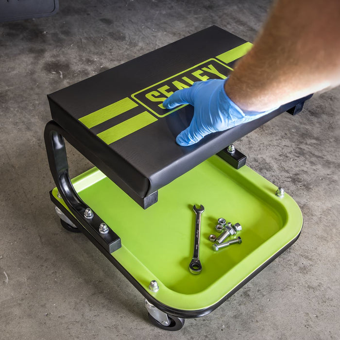 Sealey Mechanic's Utility Seat Deluxe Hi-Vis Green SCR9HV Sealey - Dynamic Drive