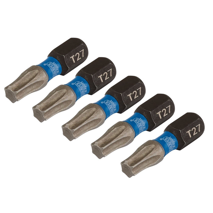 Draper Expert TX-STAR Impact Screwdriver Bits, T27 x 25mm, 1/4" Hex (Pack of 5) Draper - Dynamic Drive