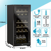 Baridi 18 Bottle Dual Zone Wine Fridge & Cooler DH89 Baridi - Dynamic Drive