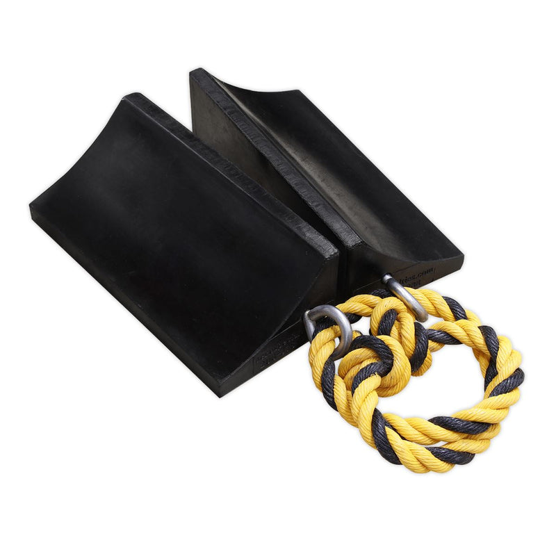 Sealey Rubber Wheel Chocks Heavy-Duty Pair WC16 Sealey - Dynamic Drive