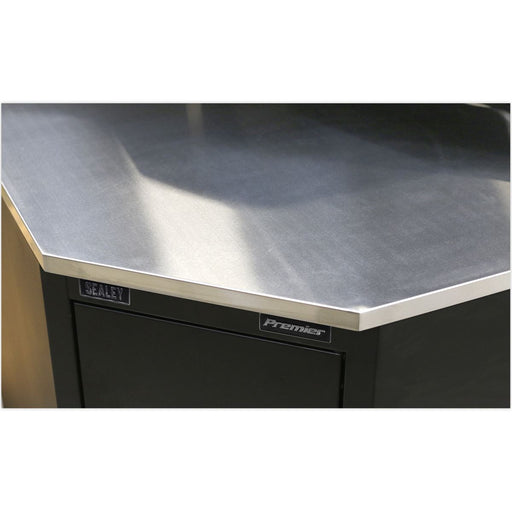 Sealey Stainless Steel Corner Worktop 930mm APMS19 Sealey - Dynamic Drive