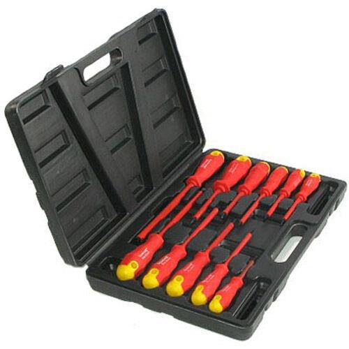 Silverline Screwdriver Set Slotted Phillips Electrician Insulated Soft Grip 11pc Silverline  - Dynamic Drive