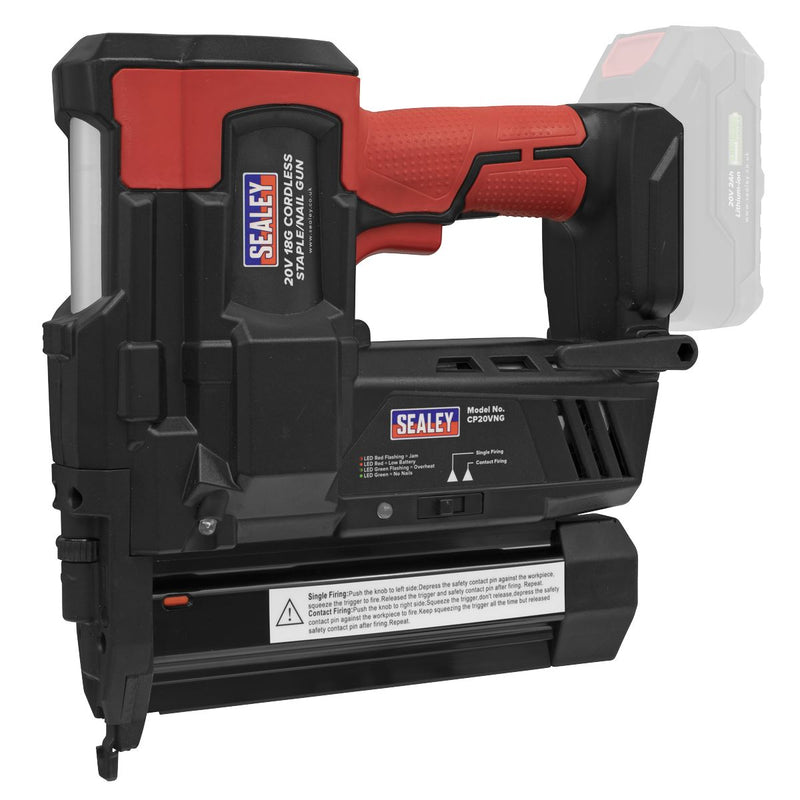 Sealey Cordless Nail/Staple Gun 18G 20V SV20 Series Body Only CP20VNG Sealey - Dynamic Drive