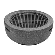 Dellonda Round MgO Fire Pit with BBQ Grill Ø60cm Safety Mesh Screen - Dark Grey Dellonda - Dynamic Drive