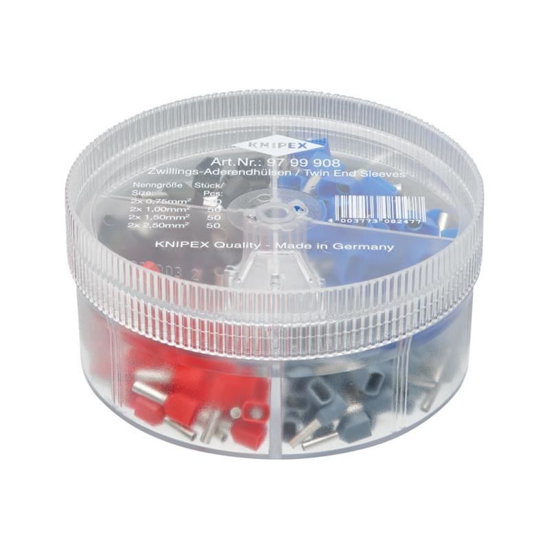 Knipex Insulated Twin Wire Ferrules Assortment Box, 200 Piece Knipex - Dynamic Drive
