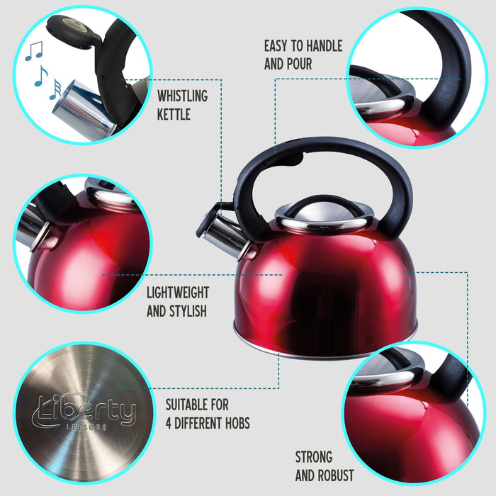 MDS1203 Liberty Red 2.5 Litre Whistling Kettle CW-T056-B1R Liberty Leisure UK - Dynamic Drive