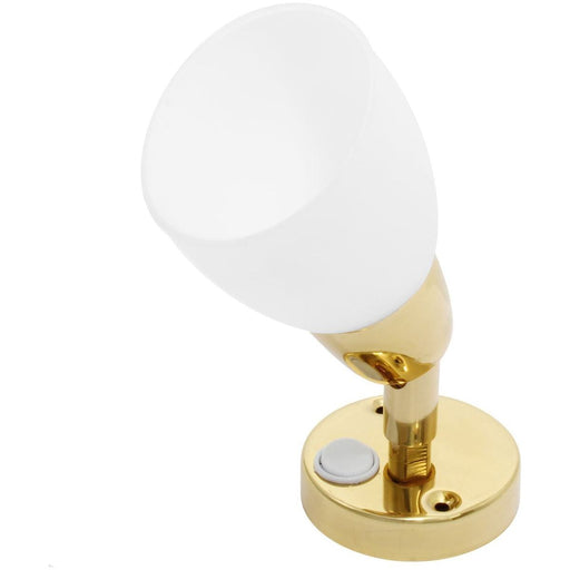 AAA LED Adjustable Reading Light Frost Shade Brass 10 30V AAA - Dynamic Drive
