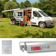 Fiamma F80S 450 Awning Polar White Case Royal Blue Fabric Motorhome Caravan Van Fiamma  - Dynamic Drive