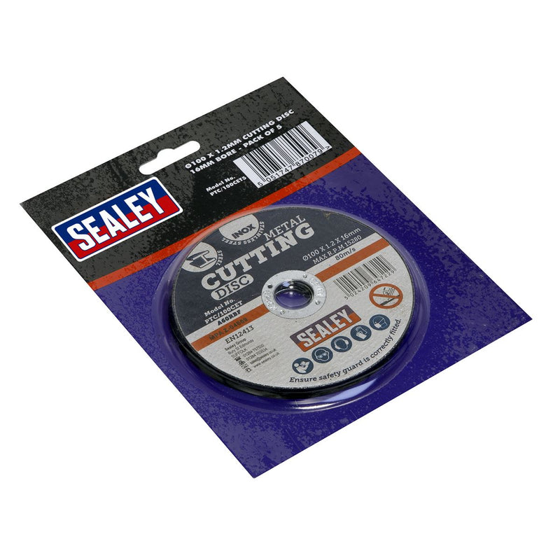 Sealey Cutting Disc100 x 1.2mm16mm Bore Pack of 5 PTC/100CET5 Sealey - Dynamic Drive