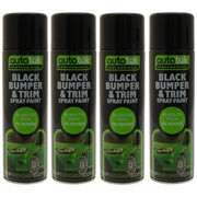 4x Autotek Professional Black Bumper and Trim 500ml Spray Paint High Coverage Autotek - Dynamic Drive