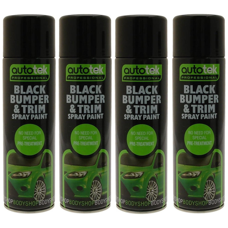 4x Autotek Professional Black Bumper and Trim 500ml Spray Paint High Coverage Autotek - Dynamic Drive