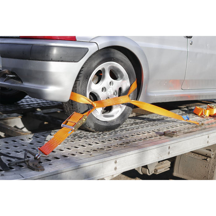 Sealey Car Transporter Ratchet Tie Down 50mm x 3m Alloy Wheel Single 5000kg Brea Sealey - Dynamic Drive