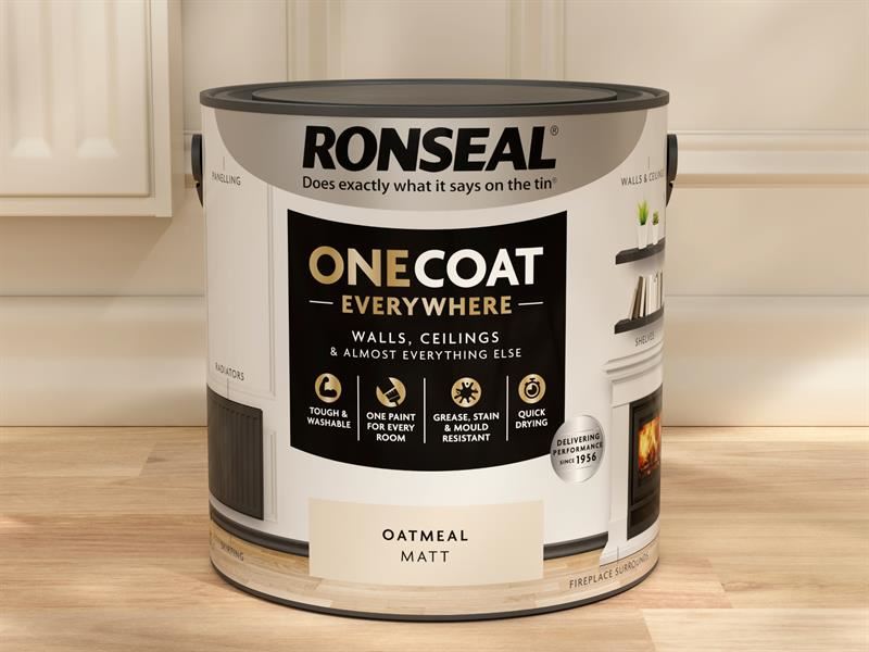 Ronseal One Coat Everywhere Interior Paint Oatmeal Matt 2.5 litre Ronseal - Dynamic Drive