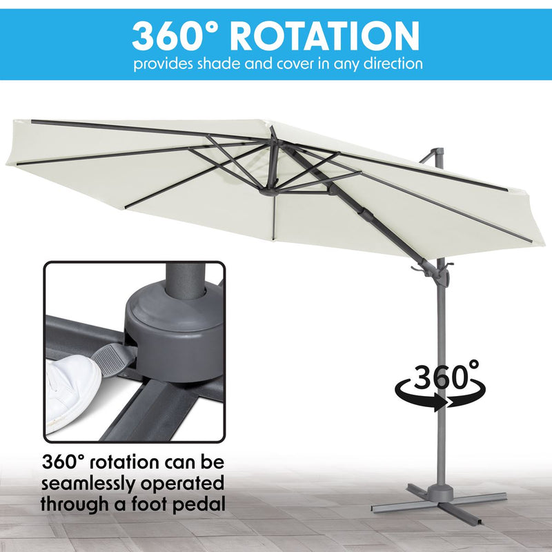 Dellonda Cantilever Parasol with 360 Rotation, Tilt & Cover 3m - Cream Dellonda - Dynamic Drive