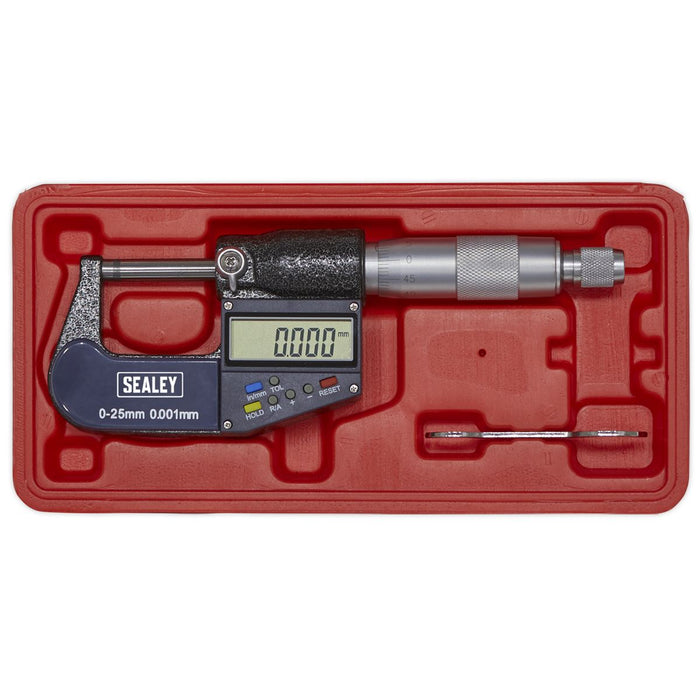 Sealey Digital External Micrometer 0-25mm(0-1") Sealey  - Dynamic Drive
