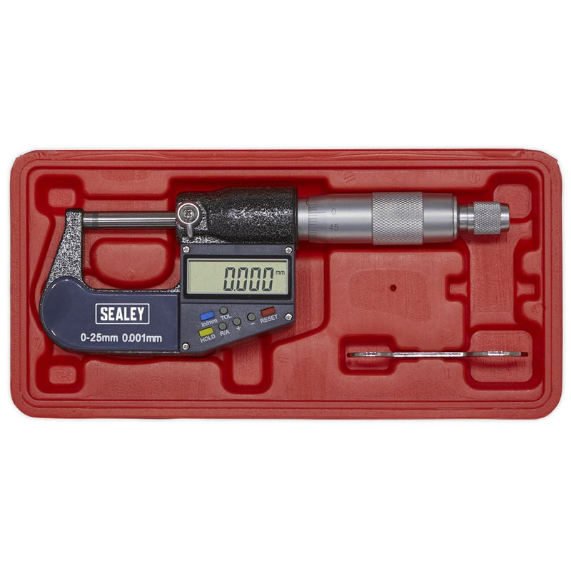 Sealey Digital External Micrometer 0-25mm(0-1") AK9635D Sealey - Dynamic Drive