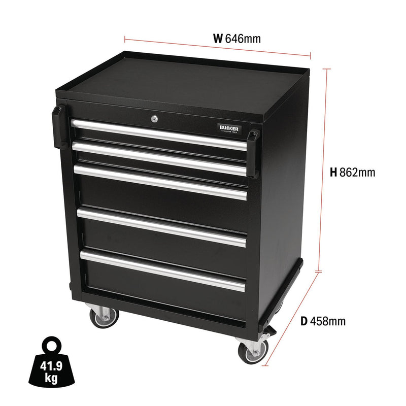 Draper BUNKER Modular Mobile Cabinet, 5 Drawer, 646mm 29792 Draper - Dynamic Drive