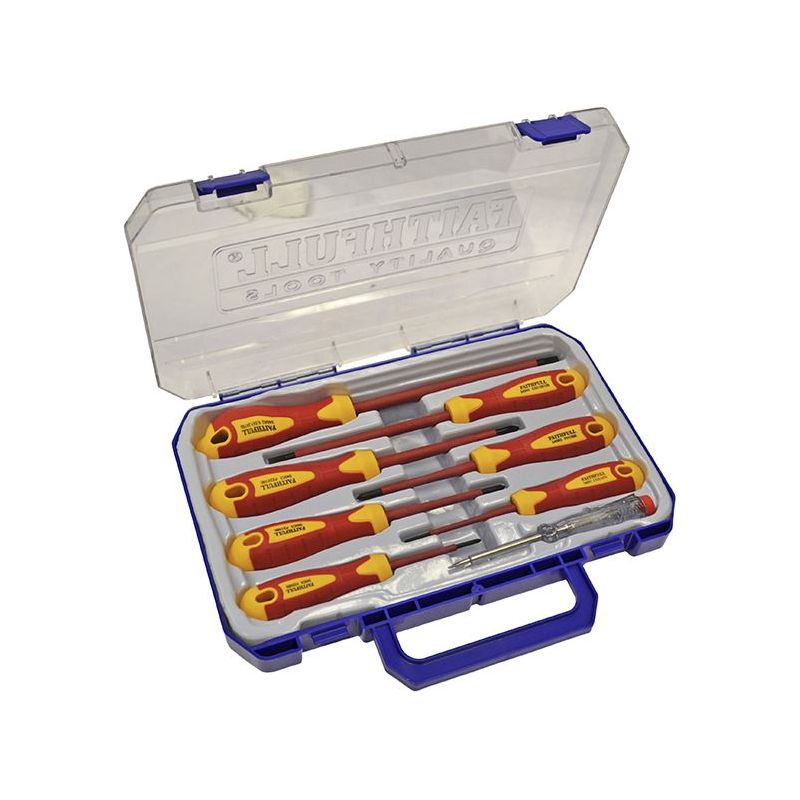 Faithfull VDE Soft Grip Screwdriver Set (Case), 8 Piece Faithfull - Dynamic Drive