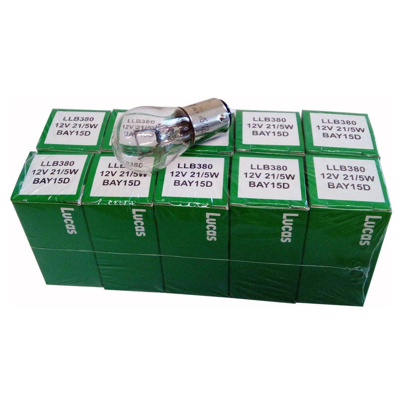 Lucas LLB380 380 Bay15d SBC 12v 21/5W Brake Stop Tail Light bulbs x 10 Lucas  - Dynamic Drive