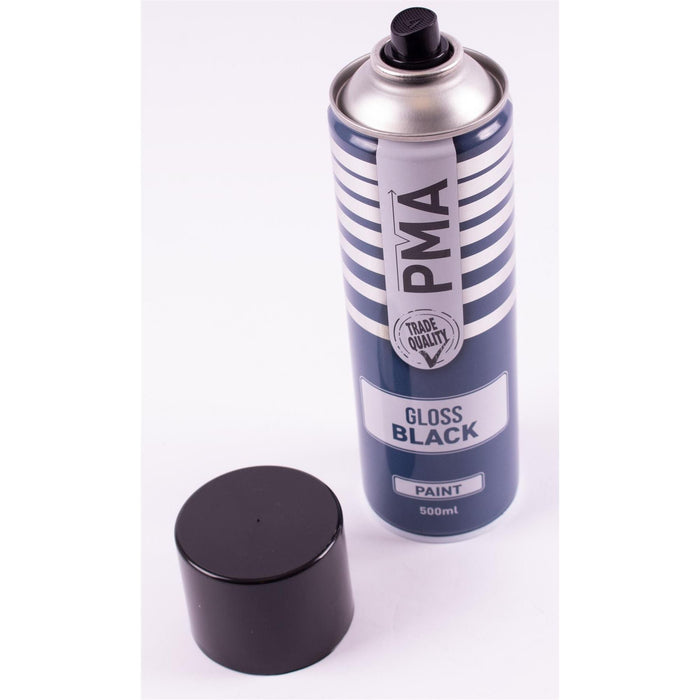 6x Autotek Professional Gloss Black 500ml Spray Paint High Coverage Autotek - Dynamic Drive