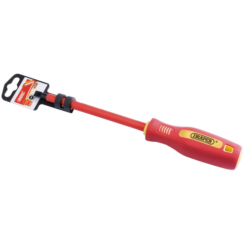 Draper Fully Insulated Plain Slot Screwdriver, 6.5 x 150mm 46519 Draper - Dynamic Drive