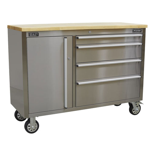 Sealey Mobile Stainless Steel Tool Cabinet 4 Drawer AP4804SS Sealey - Dynamic Drive