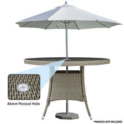 Dellonda Chester Rattan Wicker Round Outdoor Dining Table Tempered Glass Top Dellonda - Dynamic Drive