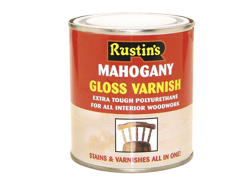 Rustins Polyurethane Varnish & Stain Gloss Dark Oak 250ml Rustins - Dynamic Drive