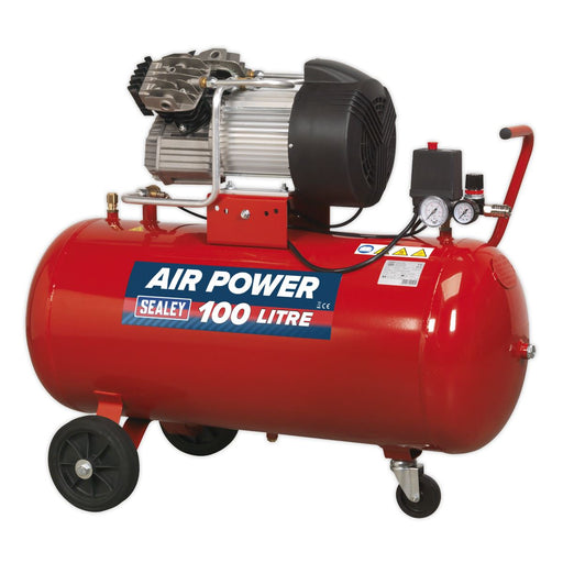 Sealey Air Compressor 100L V-Twin Direct Drive 3hp SAC10030 Sealey - Dynamic Drive