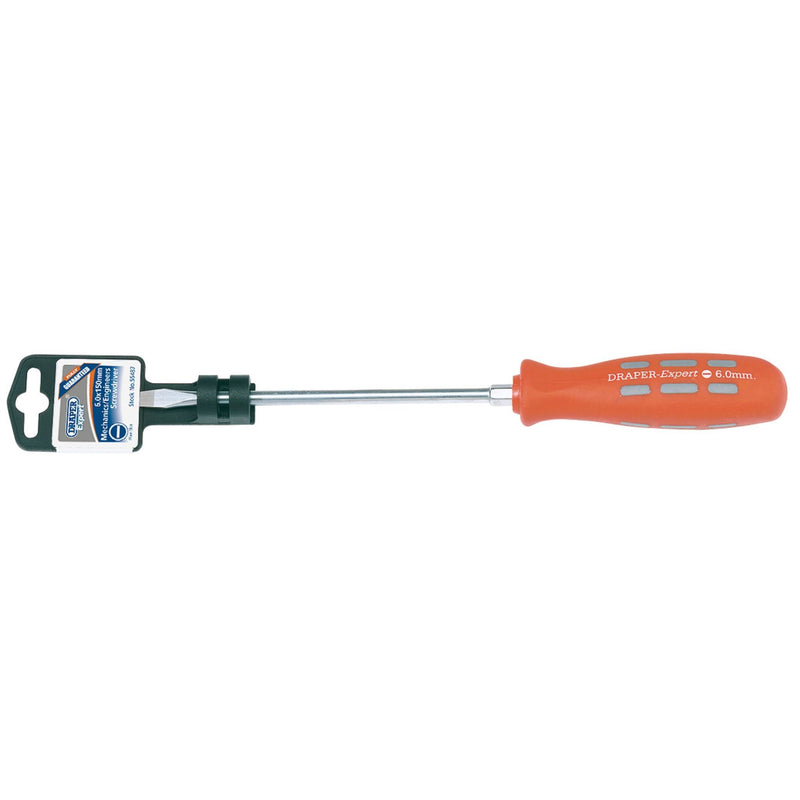 Draper Plain Slot Flared Tip Mechanic's Screwdriver, 6 x 150mm 55487 Draper - Dynamic Drive