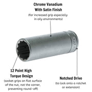 Teng Tools 1/2" Deep Socket 12 pt Metric 13mm Teng Tools - Dynamic Drive